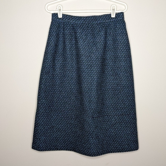 Vintage Michael Stevens blue green wool skirt 14 - Picture 1 of 8